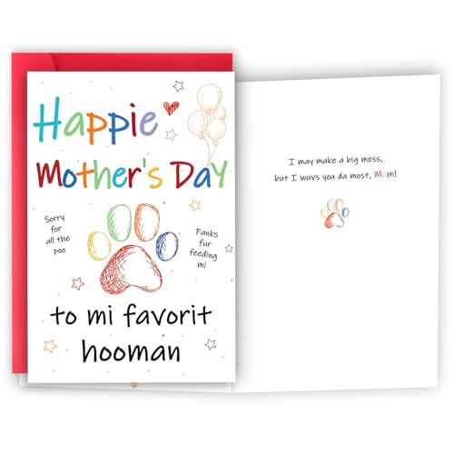 HEJOYN Dog Mom Mothers Day Gifts, Mothers Day Cards Gift from Dogs, Dog Mom Gifts for Women, Happy Mother's Day Card for Pet Moms Pet Lover Owner