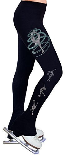 NY2 SPORTSWEAR Figure Skating Practice Pants with Rhinestones R256AQ (Aqua, Child Large)