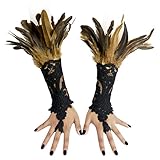 1 Paar viktorianische Gothic-Feder-Cace Manschetten Armbänder für Frauen