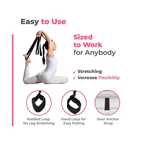 Leg Stretching Strap – Adjustable Ballet Stretch Strap with Door Anchor to Improve Flexibility, Easy to Install Flexibility Equipment Stretching Trainer for Ballet, Dance, Yoga, Gymnastics or Cheer