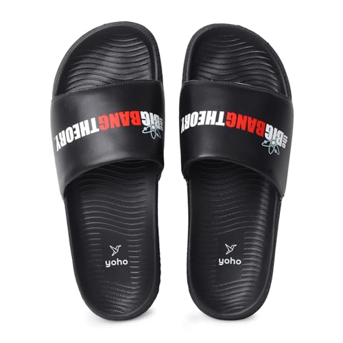 Image of YOHO Sliders for Men | Comfortable and Lightweight Slides | WB Cartoon & Comic Characters: Batman,Superman,Tom & Jerry,Rick & Morty,Big Bang Theory, Friends and Scooby Doo for Boys