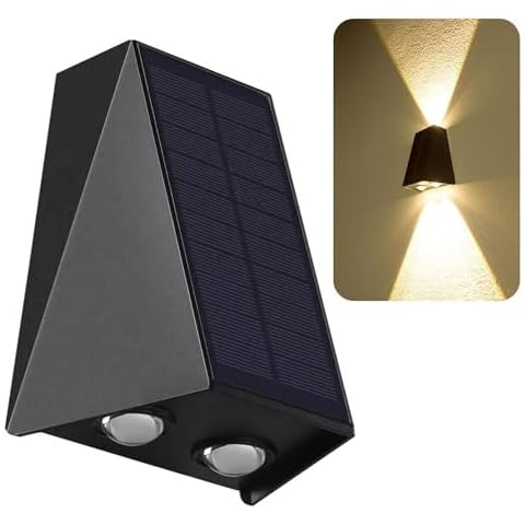 BRIGHTICONIC Solar Powered Sconce Lights Outdoor Up Down Wall Mount LED, Honeycomb Waterproof Battery Lamp Post Lights, Dusk to Dawn Lighting Fixture for Backyard Deck Fence Entrance or Gate Cover