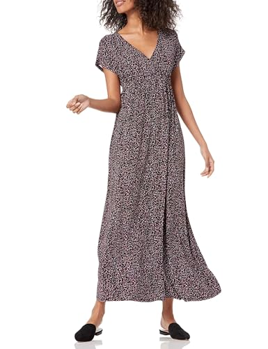 Image of Amazon Essentials Women's V Neck Short Sleeve Waisted Maxi Dress (Available in Plus Size)