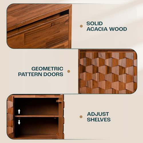 Image of Bme Georgina Sideboard 2 Doors & 3 Drawers, Mid Century, Dark Choco, 61 inch