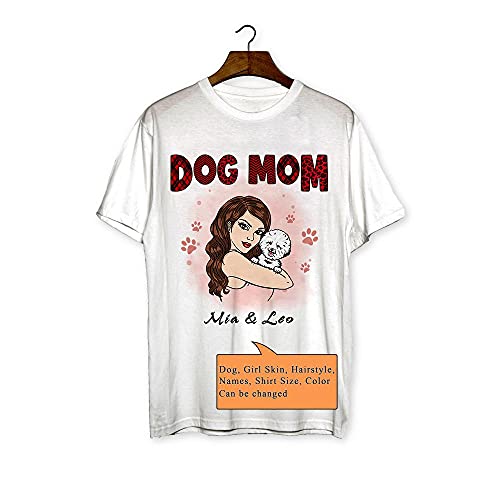 ILLO COAST Personalized Name Dogs Shirt for Women, Dog Mom Hugs T Shirt, Dog Tshirts for Girl S