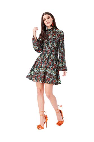 Goddiva Damen Cocktail Kleid Mehrfarbig Mehrfarbig Gr. 34, Mehrfarbig