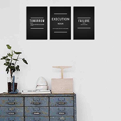 Kalawa 3 Pieces Tomorrow,Execution,Failure Verb Motivational Wall Art Canvas Print, Office Decor, Inspiring Framed Posters, Inspirational Entrepreneur Quotes For Wall Art Decoration(16X24Inchx3Pcs) #TOP6
