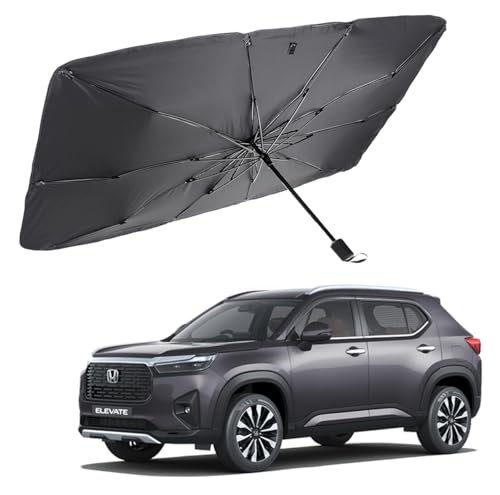 Image of Car Sunshade Windshield Umbrella Sunshade Compatible for Honda Elevate Car Front Window Sun Protection Foldable Sun Shade Full Cover Windshield for Most Vehicles, Black, 1 Piece