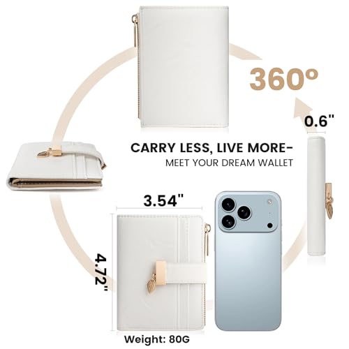 Image of Pomelo Best Wallet Women Bifold Leather Wallets for Women Credit Card Holder with ID Window Zipper Coin Pocket White