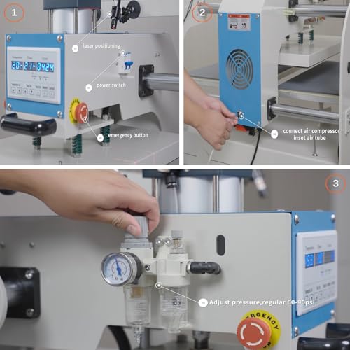 Prensa de calor neumática 16x24 dual con compresor 110V miniatura 4