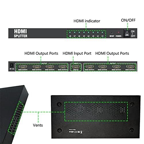 Image of HDMI Cable Adapter VGA to HDMI, 1080P VGA to HDMI Adapter for Computer, Desktop, Laptop, PC, Monitor, Projector, HDTV (1 X 8 HDMI SPLITTER ADAPTER)