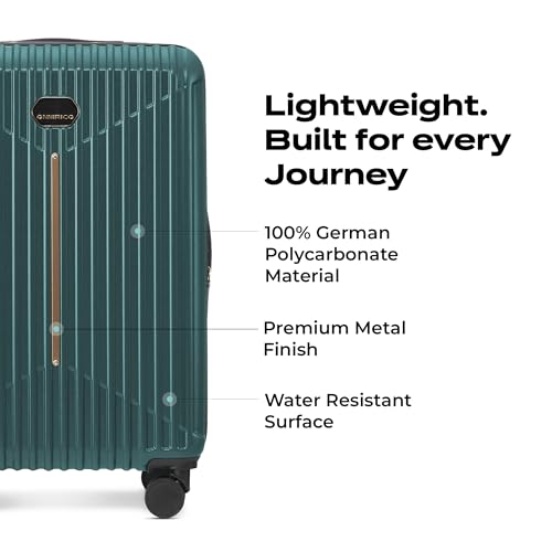 Image of Midnight Voyager Check-in Medium 67.5cm | Trolley Bag Hard Case Polycarbonate, 4 Wheels 360 Degree Wheeling System Luggage, Suitcase for Travel, with Front Laptop Access (Moss Green)