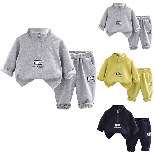 Baby Boy Fall Winter Clothes Letter Embroidery Sweatshirt Toddler Half Zip Stand Collar Tops + Casual Girl Hoodies