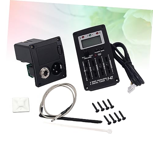 Ecualizador Preamp de 4 Bandas para Guitarra Acústica con Afinador LCD y Control de Volumen, Pickup Piezo Negro para Guitarras Folk, con Controles de Graves, Medios, Agudos y Presencia miniatura 6