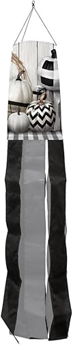 Calabazas blancas y negras de otoño Windsock Wind Twister 40" x 6" Briarwood Lane