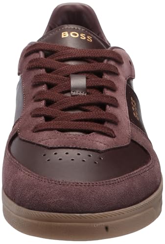 Image of BOSS Men's Soft Leather Block Logo Low Top Sneaker | Casual Shoes