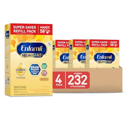 Image of Enfamil NeuroPro Baby Formula, MFGM* 5-Year Benefit, Expert-Recommended Brain-Building Omega-3 DHA, Exclusive Immune Supporting HuMO6 Blend, Infant Formula Powder, Baby Milk, 36.4 Oz (Pack of 4)