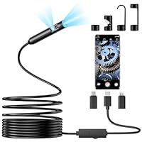 OneAmg Endoskopkamera mit Licht,1920P HD Doppellinse Endoskopkamera Handy mit 8 +1 LED Wasserdichtes IP67 Inspektionskamera Kein WLAN Erforderlich Endoskop Kamera für Android & iOS (16.4 ft/5m)