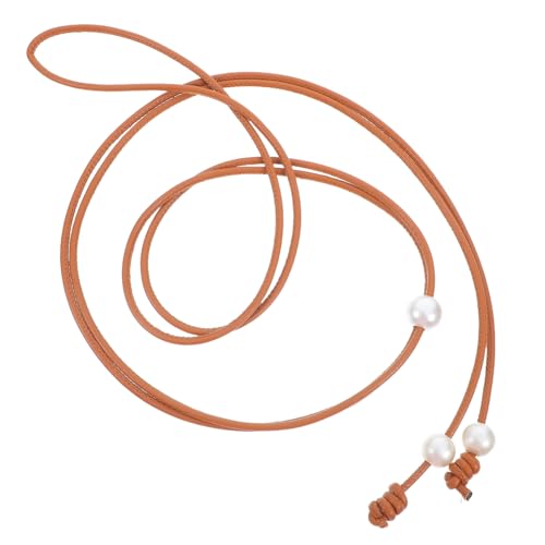 GALPADA Adjustable Pearl Waist Chain Belt for Women Versatile PU Rope Belt with Elegant Pearl Decoration for Dresses and Jeans Summer Wardrobe Essential