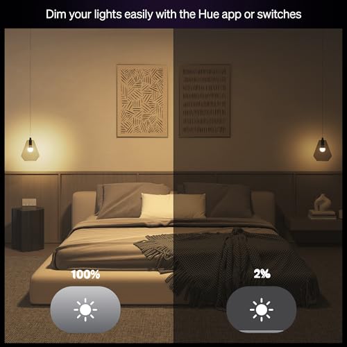 Image of Philips Hue Essential Starter Kit: Bridge + 4 Essential E26 Smart Bulbs,White & Color Ambiance,2200K-6500K,Dimmable,Compatible with Alexa,Google,Samsung SmartThings,Apple Home