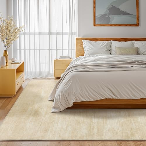 Washable Rug 5x7 Area Rugs for Living Room - Stain Resistant Non-Slip Backing Boho Rug for Bedroom,Durable & Ultra-Thin Vintage Large Area Rug(5x7,Beige)
