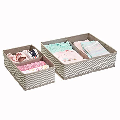 mDesign Juego de 2 organizador para bebés - Caja organizadora con numerosos compartimentos para pañales, toallitas, etc. - Organizador de juguetes y articulos de bebés - Color: topo/natural