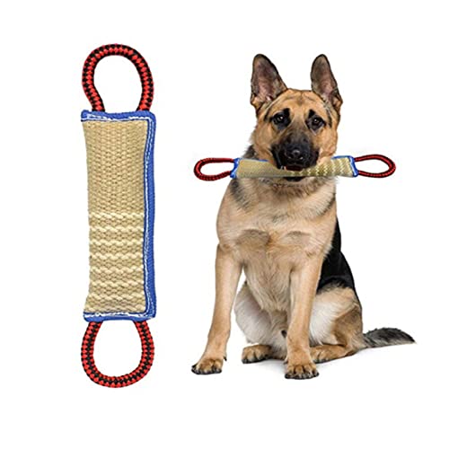 Hundespielzeug mit 2 starken Griffen für mittelgroße bis große Hunde, Jute-Beißspielzeug, interaktives Spielzeug, ideal für Welpentraining und interaktives Spielen (30 x 10 x 10 cm) Cover
