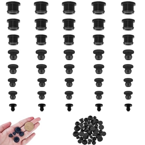 40 Stück Gummistopfen 8 Größen Lochstopfen Schwarz Extra Weich & Wasserdicht Verschlussstopfen Silikon Gummistöpsel für Löcher 4-10mm Innendurchmesser DIY Reparatur Basteln (5 Stück pro Größe)