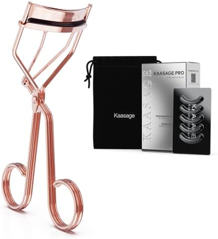 Rose Gold Eyelash Curler - Ergonomic Design, Exquisite Rose Gold, 5 Replaceable Silicone Pads & Storage Bag Included