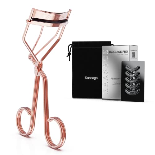 Rose Gold Eyelash Curler - Ergonomic Design, Exquisite Rose Gold, 5 Replaceable Silicone Pads & Storage Bag Included #TOP7