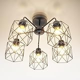 ASD 5 Light Chandelier Semi Flush Mount Ceiling Light - 5xE26 120V ETL Modern Light Fixtures Ceiling Mount, Industrial Hallway & Kitchen Lamp, Closet Light, Room Lights for Bedroom, Iron Black