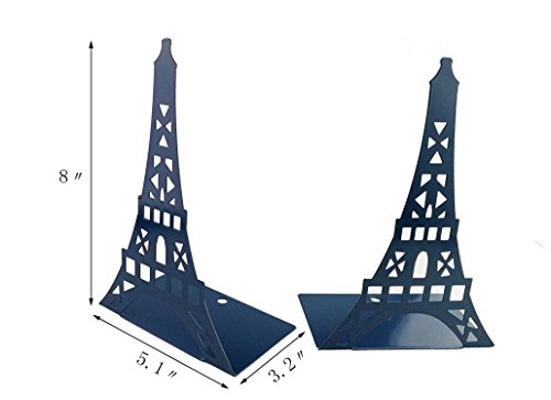 Winterworm Stylish Modern Paris Eiffel Tower Metal Decorative Bookend Book End Book Organizer For Library School Office Home Desk Study Gift(Blue) #TOP2