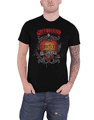 Générique Alice Cooper T Shirt Schools Out Dagger Distressed Nouveau Officiel Homme Noir - Les Beatles, Paul McCartney, John Lennon, RIngo Starr, George Harrison Générique Alice Cooper T Shirt Schools Out Dagger Distressed Nouveau Officiel Homme Noir