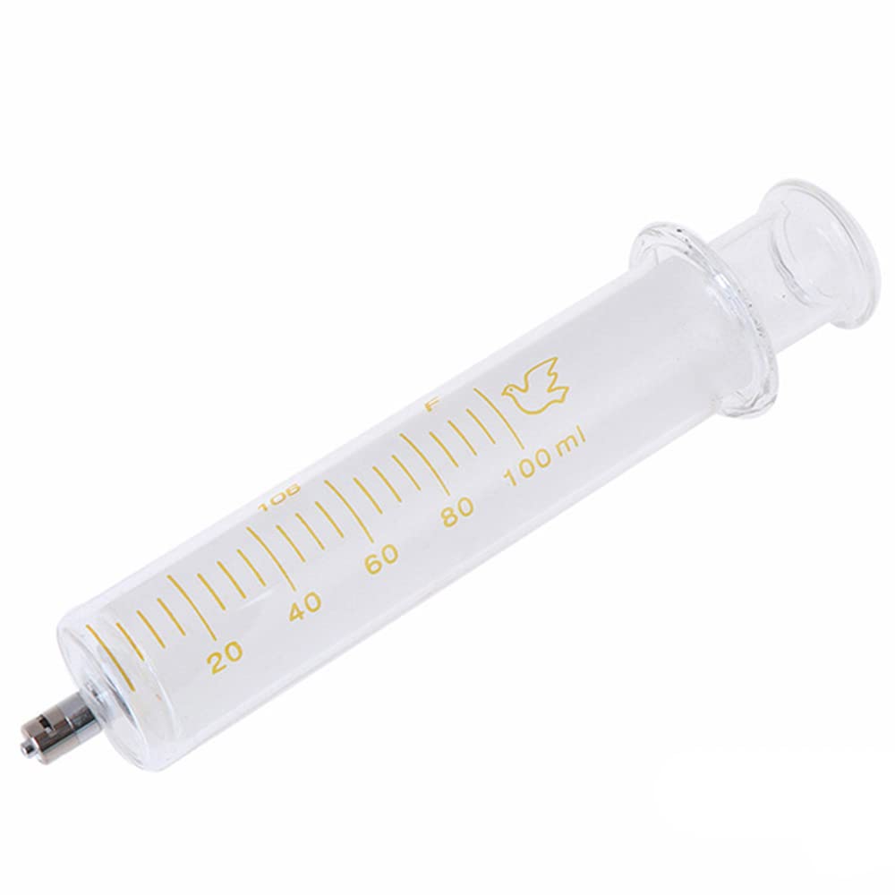 Lab Syringe Injector Buy 1 Pack Glass Syringes with Caps, 100ml Luer Lock Reusable Glass ...