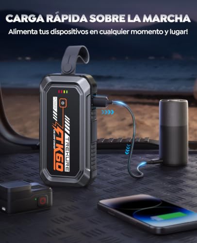 Arrancador de coches TREKURE TK60 de 7000A con luz LED y mango 5