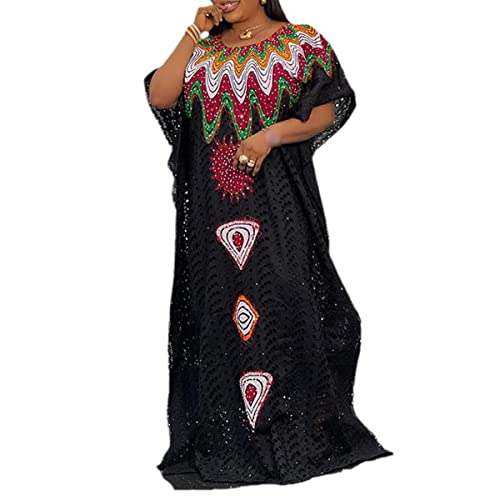 Robe boubou africaine Kelsiop | Abaya Dubaï noire ample contre la chaleur