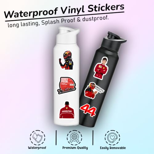 Image of Car Stickers Pack of 22 - Waterproof Vinyl Decals for Laptop, Water Bottle, Helmet & Skateboard | JDM Racing Sports Car Supercar Muscle Car F1 Sticker Set | Scratch Proof, Heavy Duty (F1 Stickers)