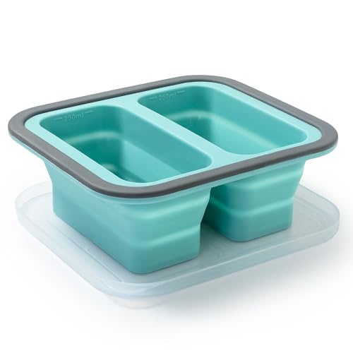 LAweixian Mint Green Folding Silicone Food Storage Box With Lid, Heat Resistant For Home Travel Kitchen Use