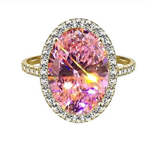 Cutesmile 18k Gold Filled Shiny Oval Cut Pink CZ Crystal Ring Band2
