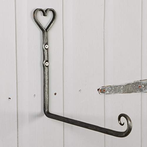 Dibor Hanging Basket Bracket Cast Iron Grey Nickel Heart Plant Pot Hanger Hook 10"