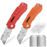 DIYSELF 2-Pack Box Cutters, Folding Utility Knife for Carpet, Cardboard, Boxes, Aluminum Alloy Handl