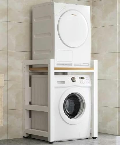 Drum Washing Machine Cabinet, Over Washer Machine Storage Unit, Stacking Kit for Washer and Dryer, Washing Machine Storage Shelf for Bathroom Kitchen Balcony Laundry Room, Bearing Capacity 300kg