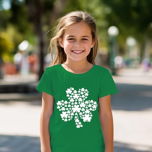 Kids St Patricks Day Shirt Boys Girls Irish Shamrock Clover Lucky Tractor Graphic Tees Toddler Short Sleeve T-Shirt Top Green3