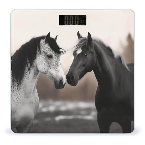 Báscula digital para baño con vidrio templado negro y blanco miniatura 1