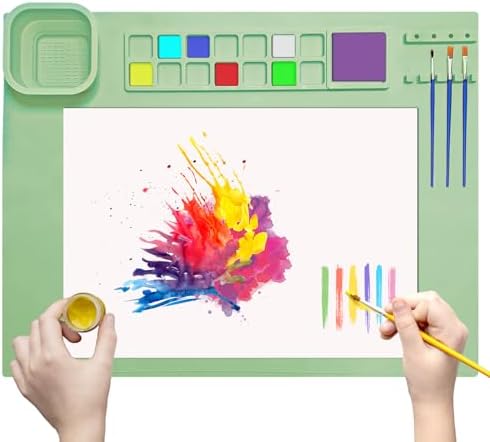 Silicone Painting Mat 20"x16" Paint Mats with Cup Collapsible Non...