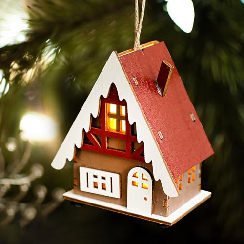 Holz Weihnachtsdorf mit Beleuchtung, Weihnachtsdeko Häuser Deko...