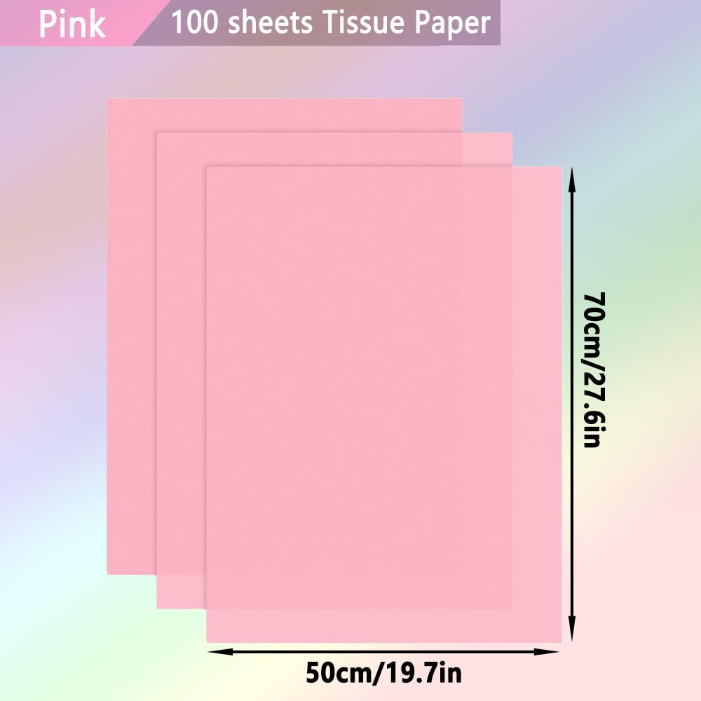 100 Fogli Carta Vellina Decorativa Rosa Con Fiocco E Ciliegie – Confezione Regalo, Fai Da Te E Decorazioni Feste