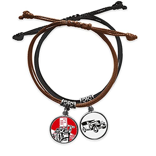 Bracelet ajustable Mao Livre Rouge en cuir pour éviter les allergies