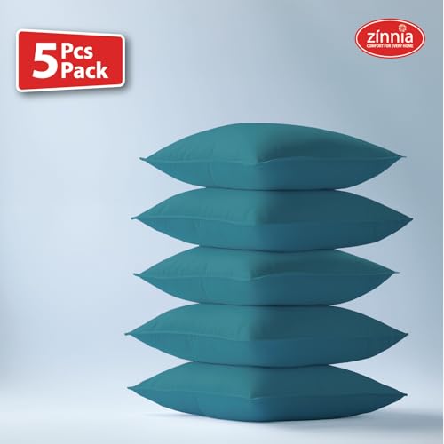 Image of Zinnia Soft Microfiber Cushions for Sofa & Living Room | Ocean Blue, 15 x 15 Inches | Soft & Comfortable Cushion for Home & Daily Use | Pack of 5