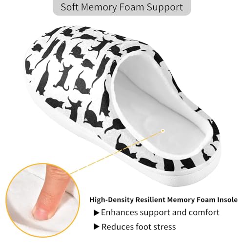 Cute Cat Black and White Slippers for Women Men, Soft House Slippers with Cozy Memory Foam Indoor Outdoor Slippers Size 8/9 23018503